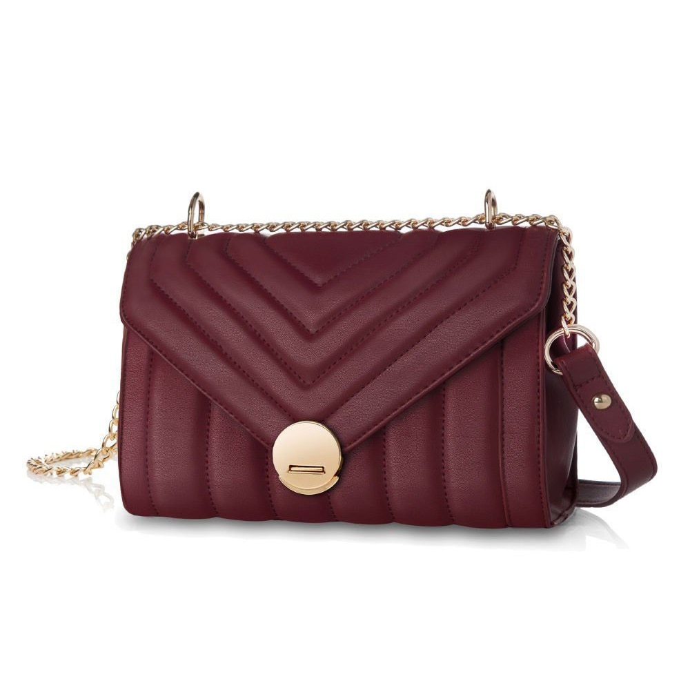 Geanta Dama, Felice, Casual/Elegant , Grena, 100 % Piele ecologica