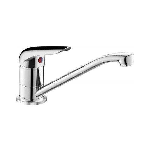 Baterie chiuveta bucatarie ,Monocomanda,CasaBlanca SIENA,Argintiu,Pipa lunga pivotanta