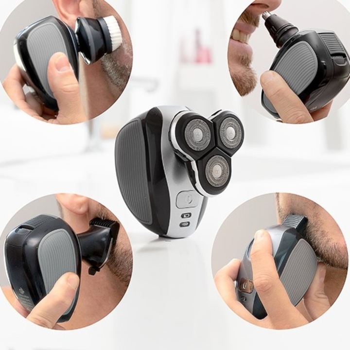 Aparat de Ras Multifunctional BellFyd®, Reincarcabil, 5 in 1, Negru-Gri