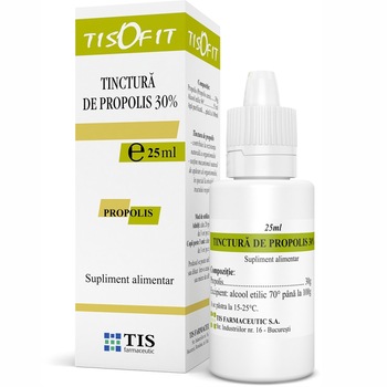 Tisofit-Tinctura de propolis 30% Tis Farmaceutic,25ml Tisofit-Tinctura de propolis 30% Tis Farmaceutic,25ml