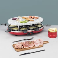 Plita Grill/Raclette electrica 4 in 1, H.Koenig RP412, 900 W, plita detasabila, 8 persoane