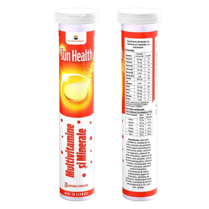 Sun Health Multivitamine și Minerale, Sun Wave Pharma, 20 comprimate efervescente