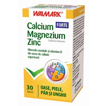 Supliment alimentar Calcium Magnezium Zinc Forte Walmark, 30 tablete Supliment alimentar Calcium Magnezium Zinc Forte Walmark, 30 tablete