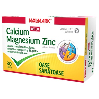 Supliment alimentar Calcium Magnezium Zinc Osteo Walmark, 30 tablete Supliment alimentar Calcium Magnezium Zinc Osteo Walmark, 30 tablete