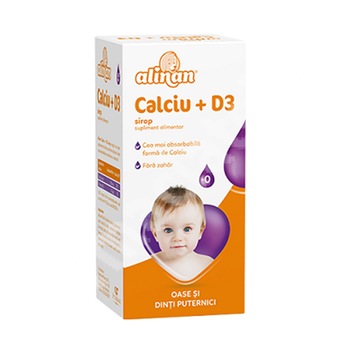Supliment alimentar Alinan Calciu + D3 Sirop, 150 ml Supliment alimentar Alinan Calciu + D3 Sirop, 150 ml