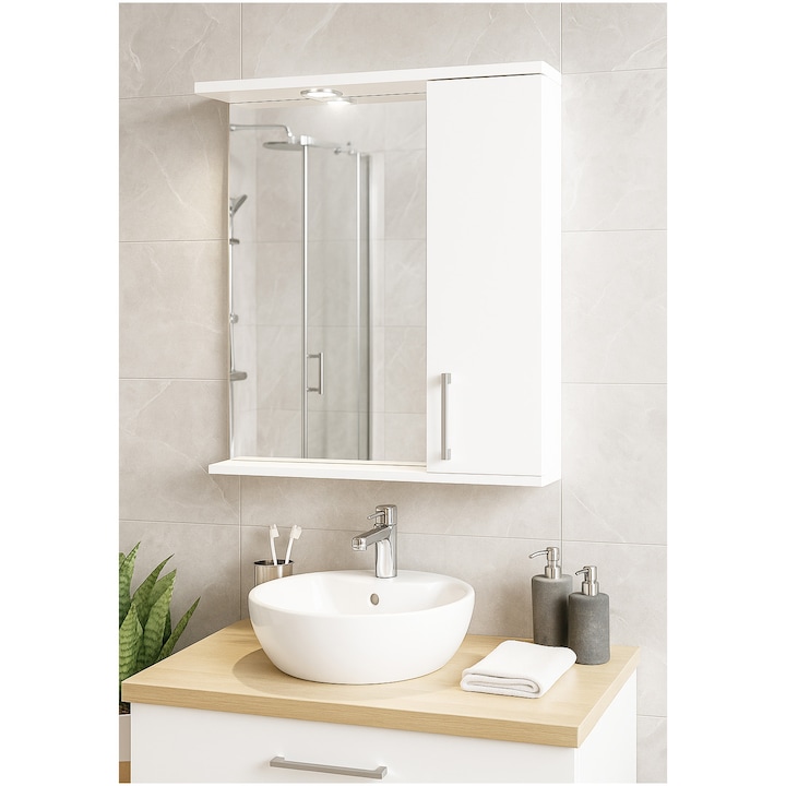Oglinda baie Badenmob Promo 55, Alb, 55 cm, clasa energetica D