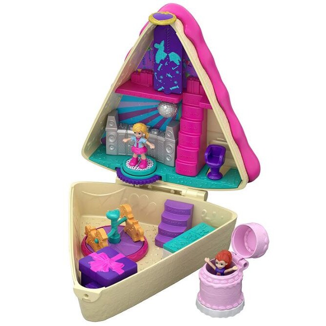 Set de joaca Petrecere de ziua mea, Polly Pocket, cu doua papusi incluse si inel cadou