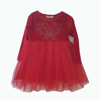 Rochita Fluturas catifea si tiul Rosu, Rosu, 134 CM Rochita Fluturas catifea si tiul Rosu, Rosu, 134 CM