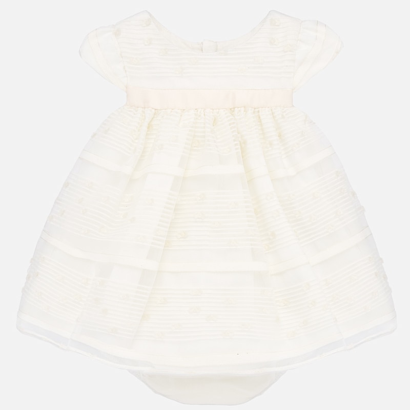 Rochie plumeti si chilotei bebe fetita nou-nascuta, Mayoral, ALB