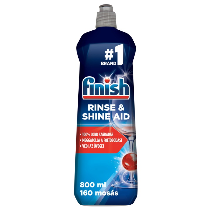 Finish Rinse & Shine Aid öblítőszer gépi mosogatáshoz, Regular, 160 mosogatáshoz, 800ml