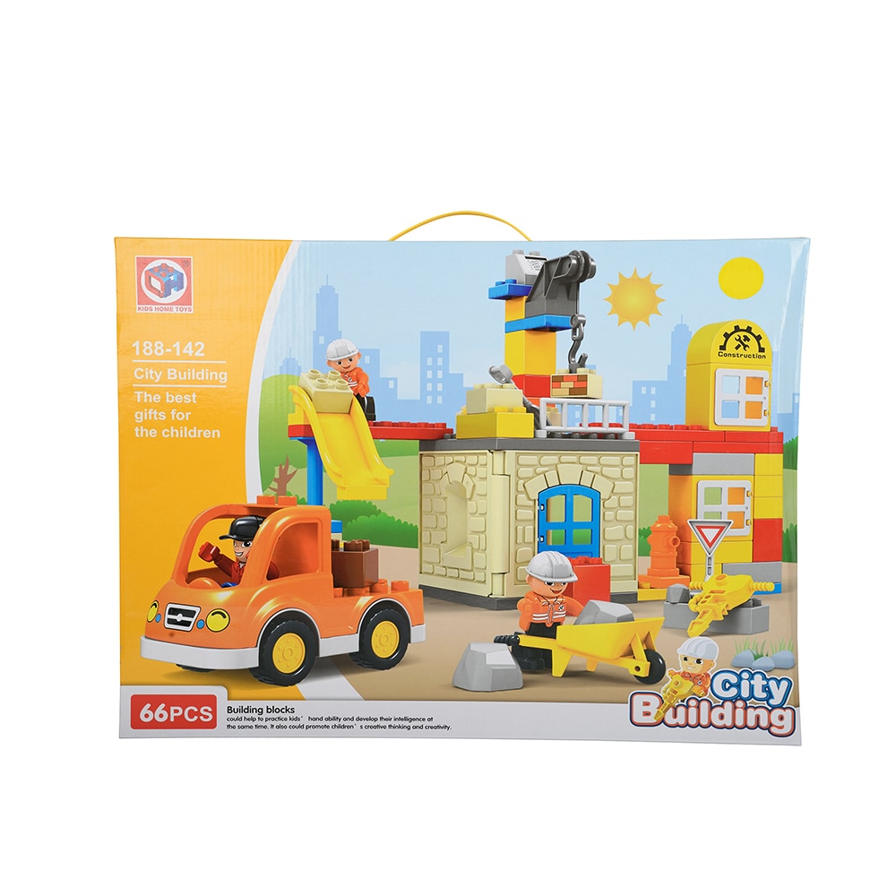 Joc City Building Tip Constructii 66 Piese si 10 Figurine pentru copii Prescolari AK631000