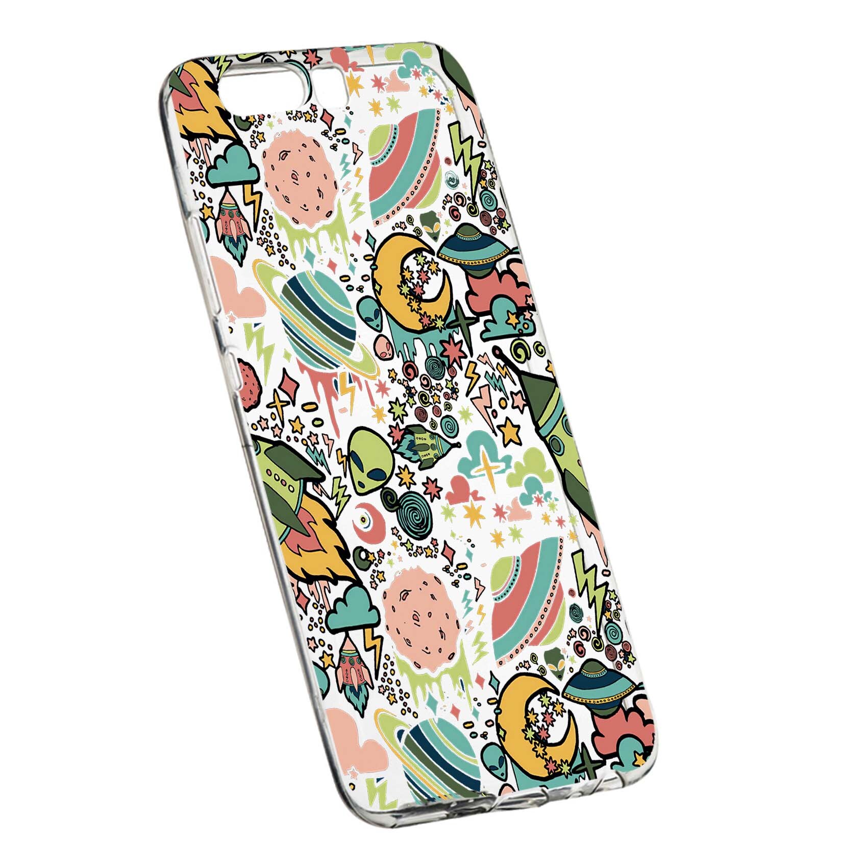 Husa de protectie Universe, Planeta UFO, pentru Huawei Y6 2018, rezistenta la uzura, anti-alunecare, din silicon Premium, 472