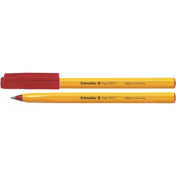 Pix fara mecanism Schneider Top 505 F, corp galben, scriere de 0.7 mm, rosu Pix fara mecanism Schneider Top 505 F, corp galben, scriere de 0.7 mm, rosu