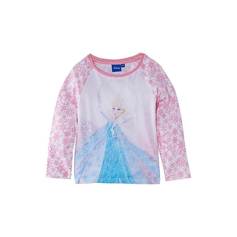 Bluza cu maneca lunga, Disney, Frozen, Elsa, Bumbac, Alb/ Roz