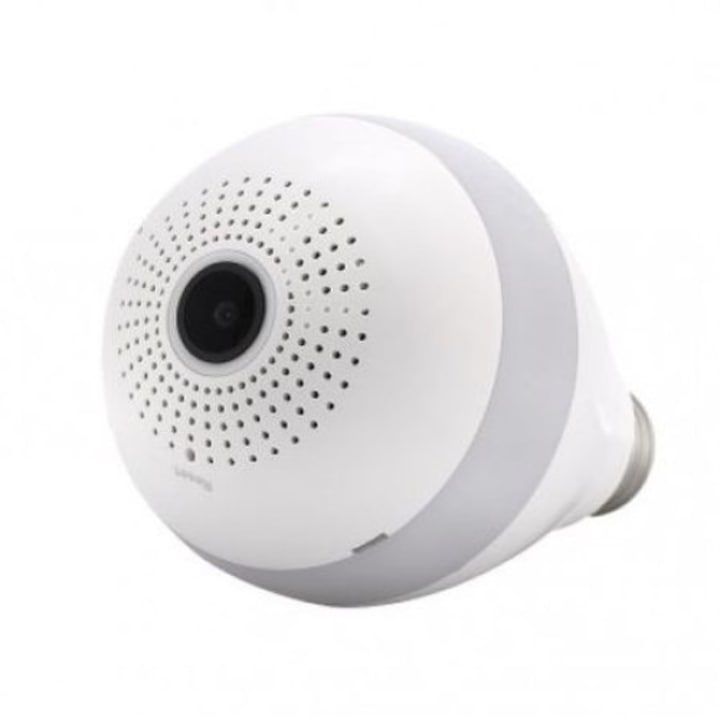 SIKS Térfigyelő kamera beépített mikrofonnal, 3D, 3 Fehér fényű LED izzó, LIVE követés a telefonon, 360 fokos szög, Riasztási funkció