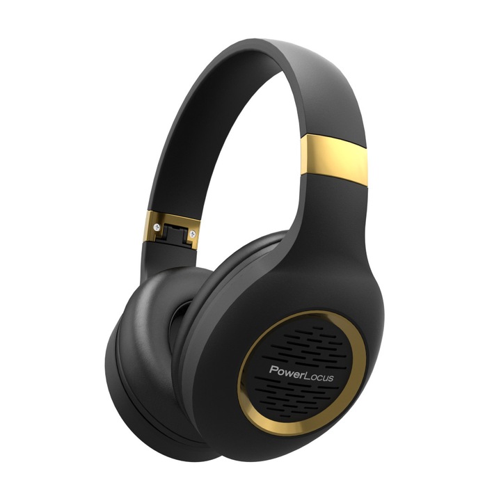 Bluetooth Безжични Слушалки, PowerLocus перфектни за iPhone, Samsung, Android, iPad, лаптопи и тн. (Черно/Златни) + Кейс за носене