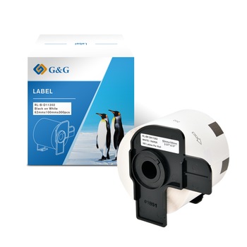 Rola Etichete G&G compatibil cu Brother DK11202, 62mm x 200m, black on white Rola Etichete G&G compatibil cu Brother DK11202, 62mm x 200m, black on white