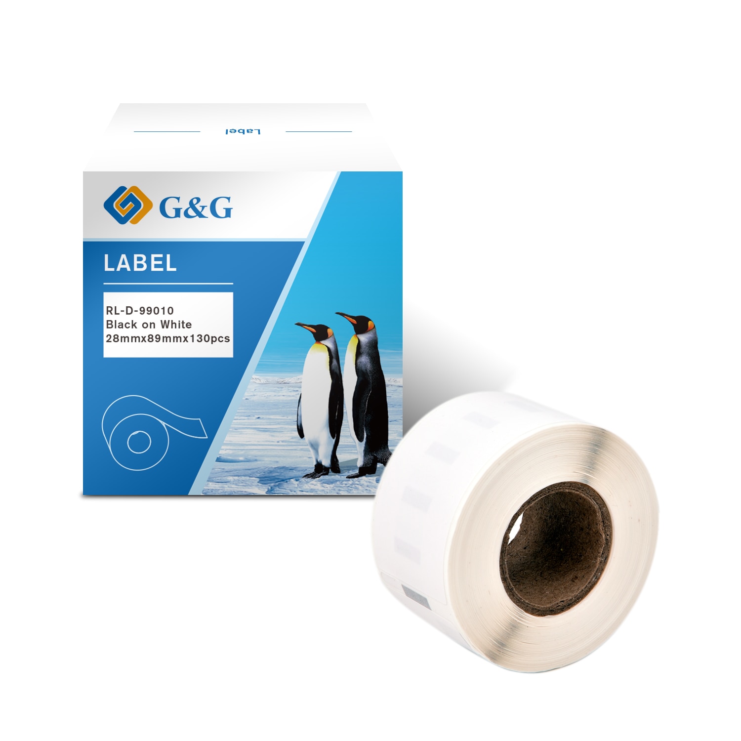 Rola Etichete G&G compatibil cu Dymo 99010, 28mm x 89m, black on white