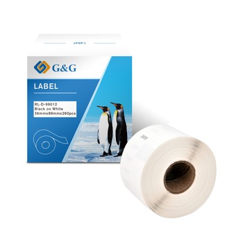 Rola Etichete G&G compatibil cu Dymo 99012, 36mm x 89m, black on white Rola Etichete G&G compatibil cu Dymo 99012, 36mm x 89m, black on white
