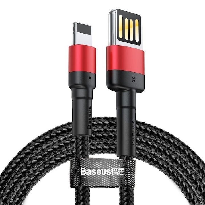 Baseus Cafule IPhone Lightning 8 tűs 1m / 2.4A kábel, fekete / piros