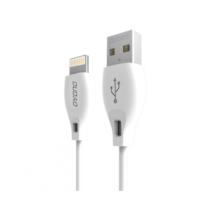 Cablu pentru incarcare si transfer de date Dudao L4L, USB/Lightning, 2.4A, 1m, Alb