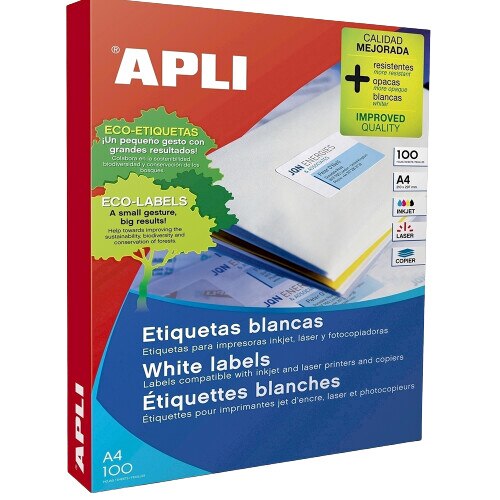 Set 800 bucati Etichete autoadezive A4, Apli, 100 coli/top, 105 x 74 mm
