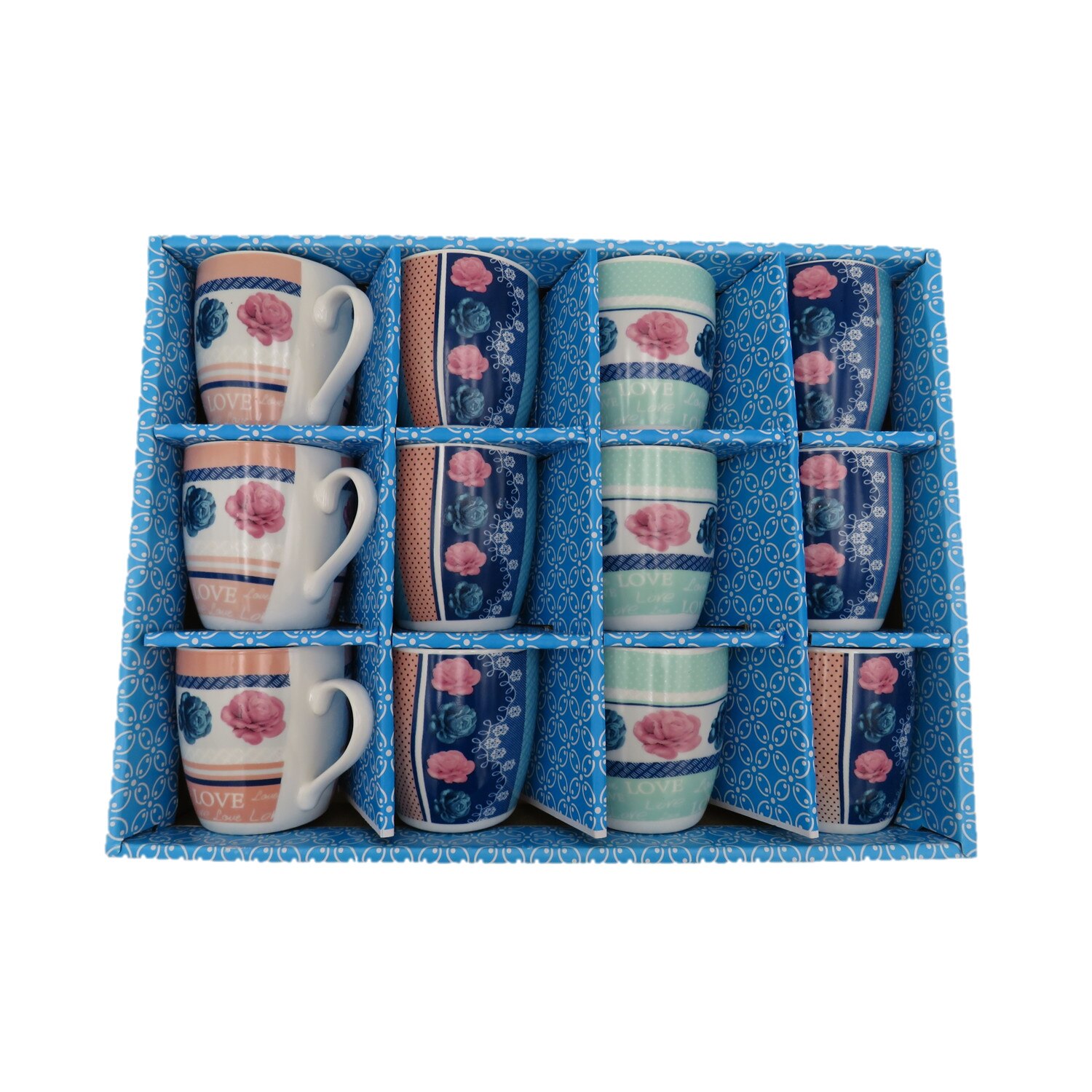 Set 12 cani ceramica, colorate, 8 cm, rose