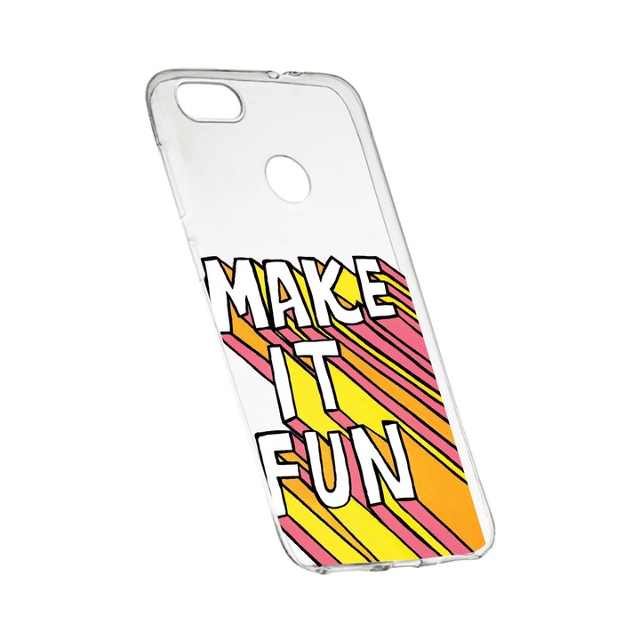Husa de protectie cu mesaj Make It Fun, pentru Xiaomi Redmi Y1 / Redmi Note 5A, rezistenta la uzura, anti-alunecare, din silicon Premium, 494