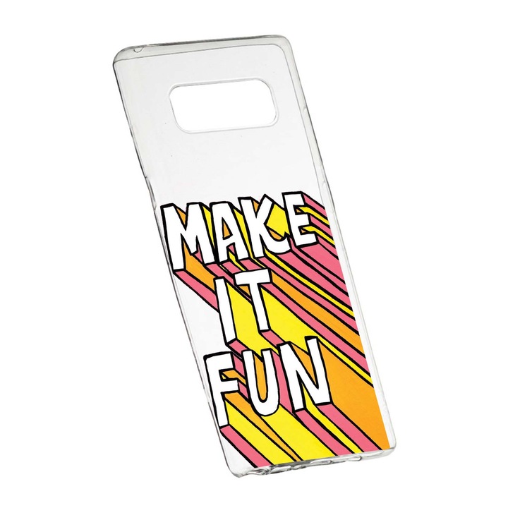Husa de protectie cu mesaj Make It Fun, pentru Samsung Galaxy S10 Plus, rezistenta la uzura, anti-alunecare, din silicon Premium, 494