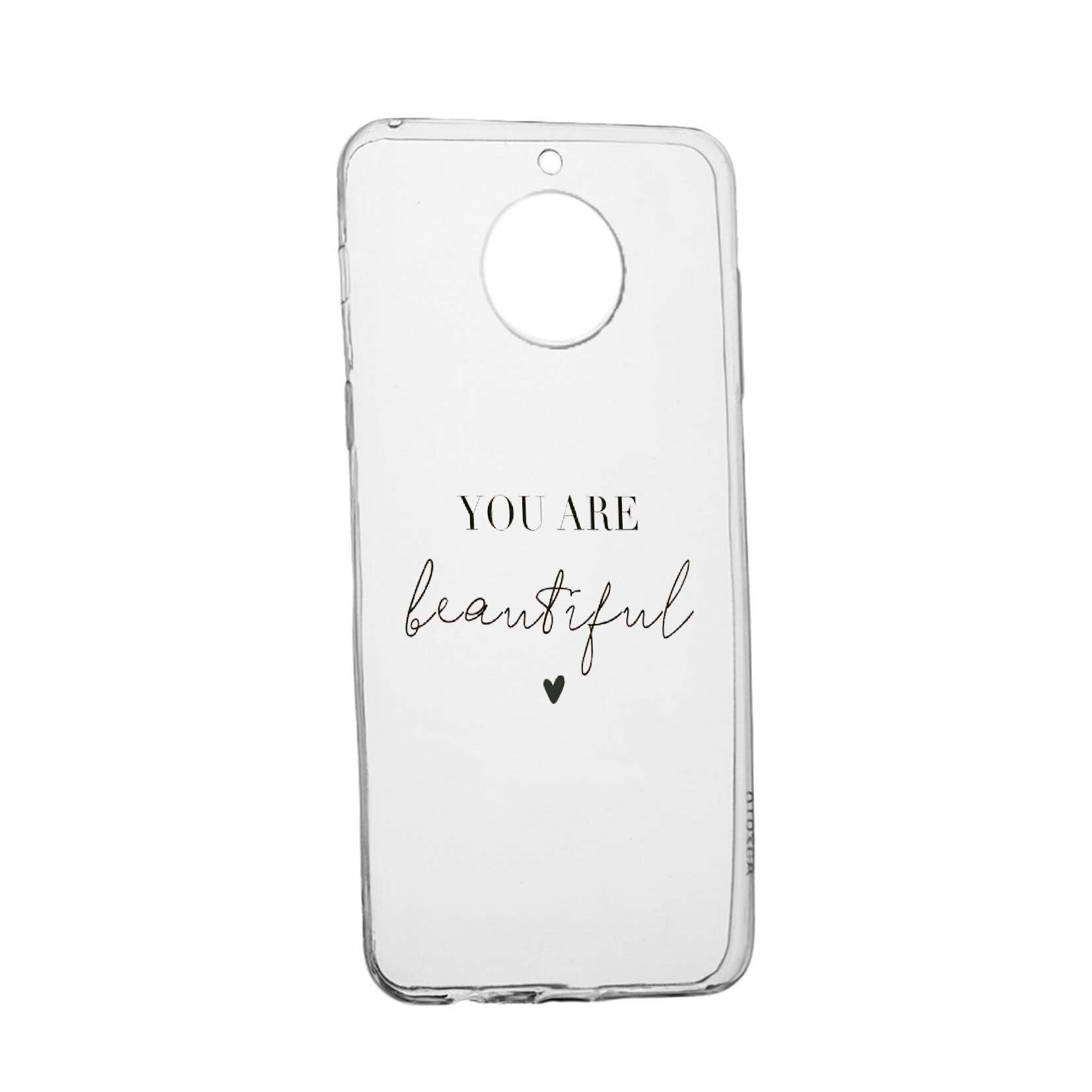 Husa de protectie cu mesaj You Are Beautiful, pentru Motorola MOTO G5, rezistenta la uzura, anti-alunecare, din silicon Premium, 477