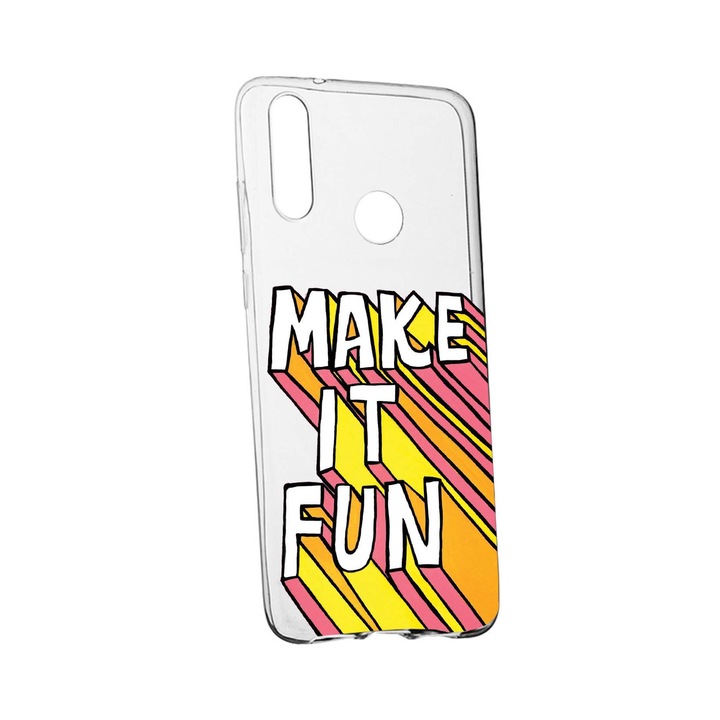Husa de protectie cu mesaj Make It Fun, pentru Samsung Galaxy A20S, rezistenta la uzura, anti-alunecare, din silicon Premium, 494