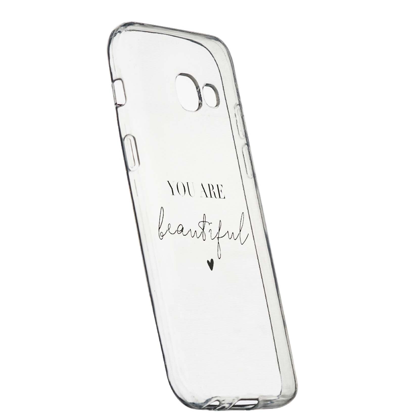 Husa de protectie cu mesaj You Are Beautiful, pentru Samsung Galaxy A5 2016, rezistenta la uzura, anti-alunecare, din silicon Premium, 477