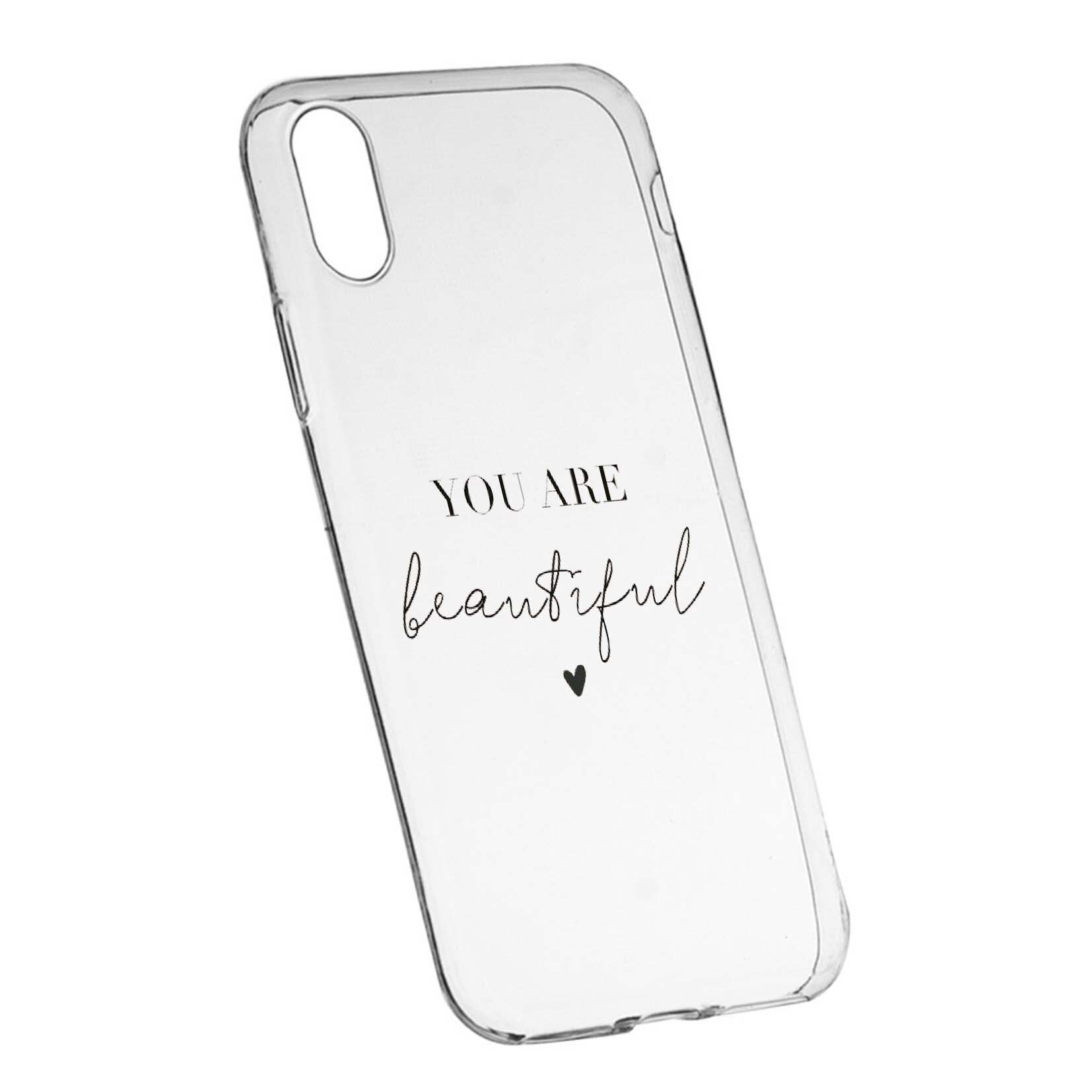 Husa de protectie cu mesaj You Are Beautiful, pentru Sony XA1 ULTRA, rezistenta la uzura, anti-alunecare, din silicon Premium, 477