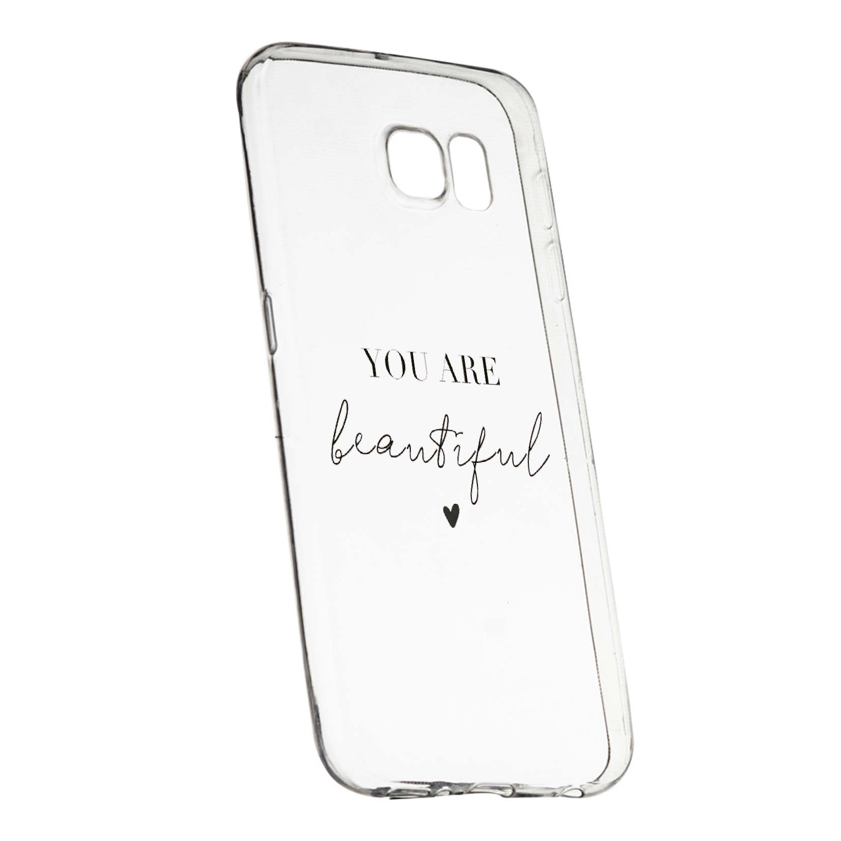 Husa de protectie cu mesaj You Are Beautiful, pentru HTC U Ultra, rezistenta la uzura, anti-alunecare, din silicon Premium, 477