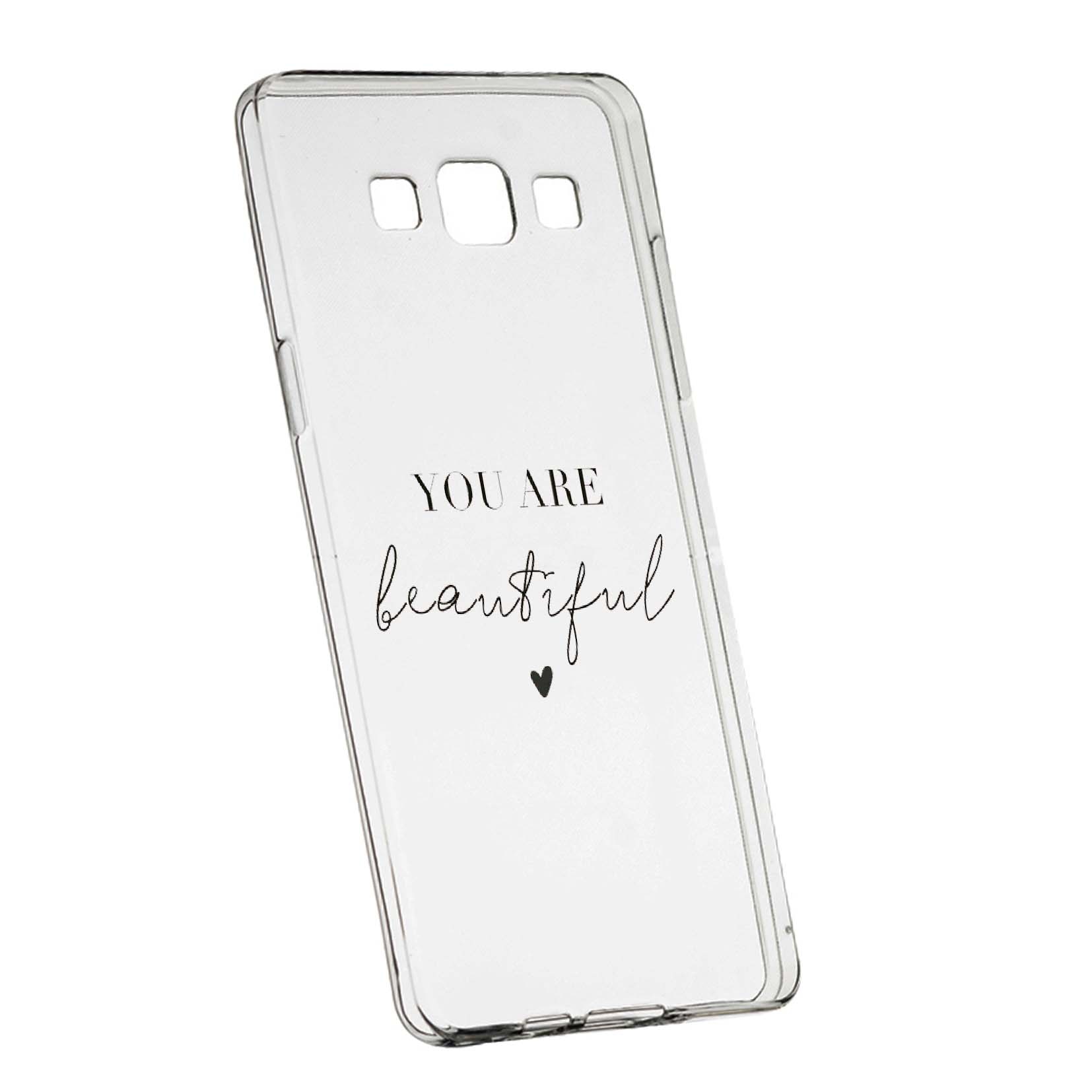 Husa de protectie cu mesaj You Are Beautiful, pentru Samsung Galaxy J7 2016, rezistenta la uzura, anti-alunecare, din silicon Premium, 477