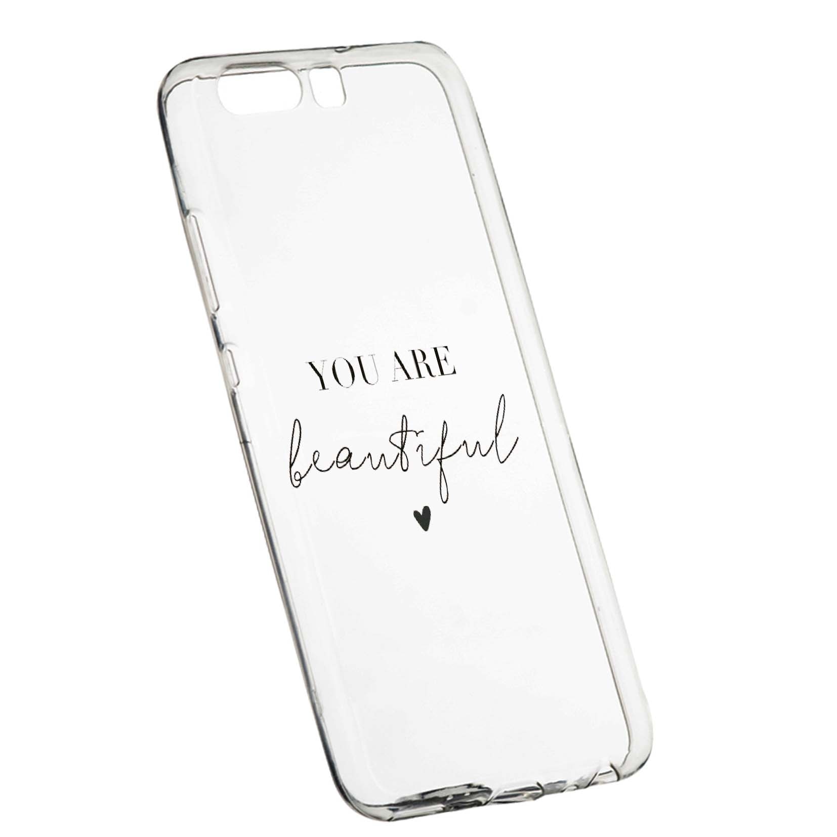 Husa de protectie cu mesaj You Are Beautiful, pentru Huawei Honor 10, rezistenta la uzura, anti-alunecare, din silicon Premium, 477