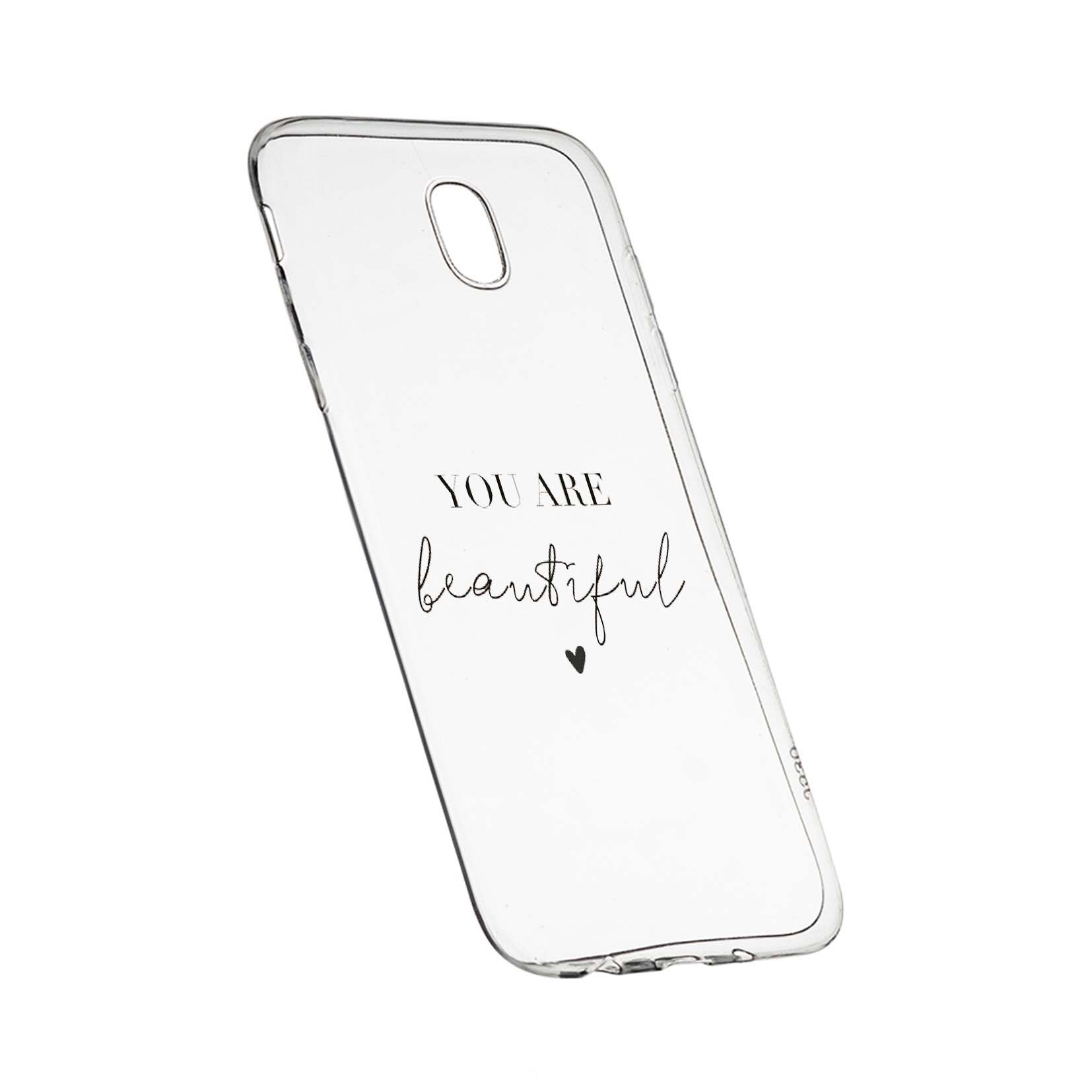 Husa de protectie cu mesaj You Are Beautiful, pentru Samsung Galaxy J7 2017, rezistenta la uzura, anti-alunecare, din silicon Premium, 477