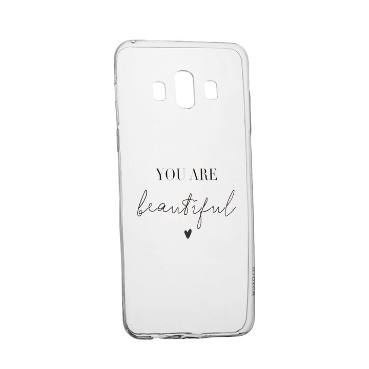 Husa de protectie cu mesaj You Are Beautiful, pentru Samsung Galaxy J6 Plus 2018, rezistenta la uzura, anti-alunecare, din silicon Premium, 477