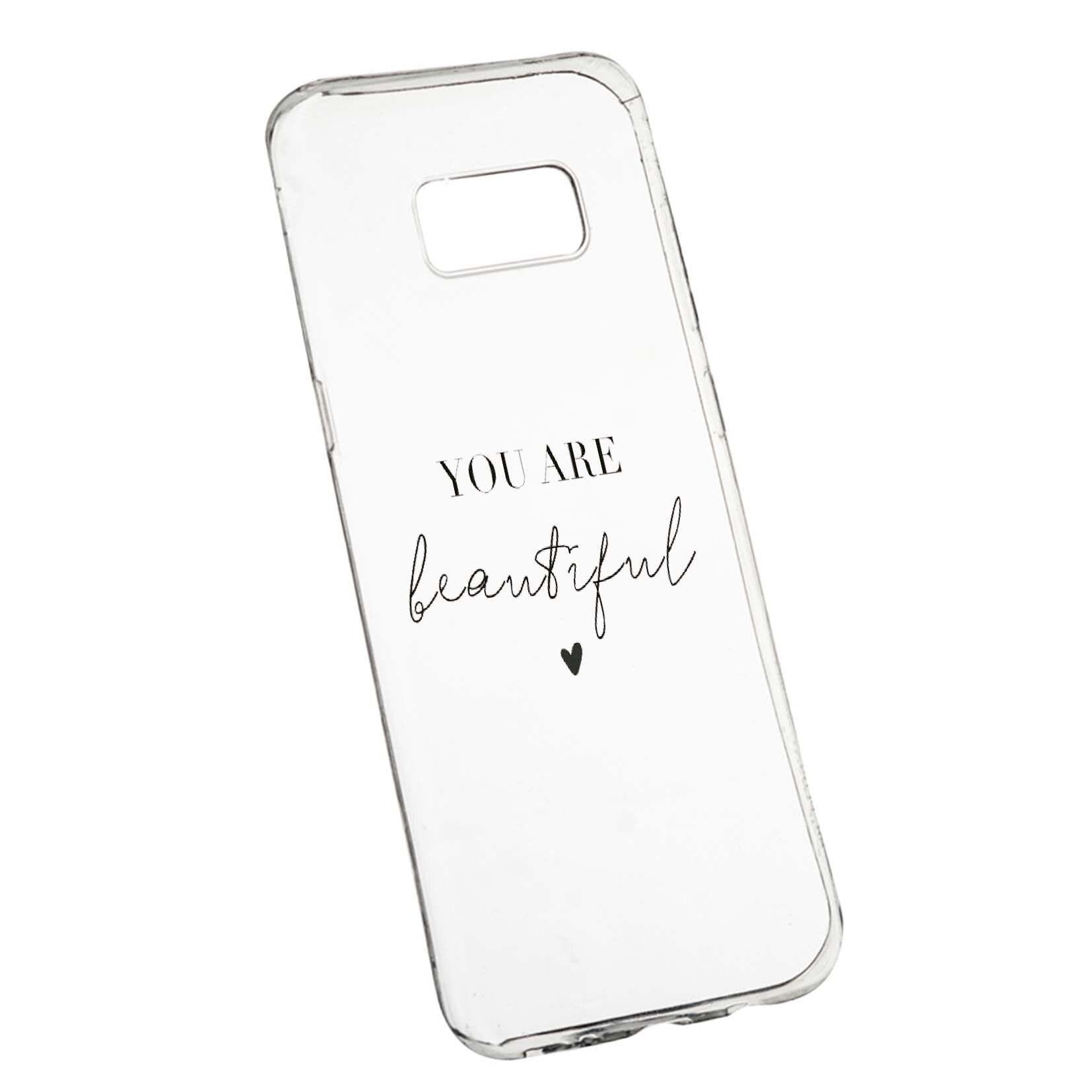 Husa de protectie cu mesaj You Are Beautiful, pentru Samsung Galaxy S8, rezistenta la uzura, anti-alunecare, din silicon Premium, 477