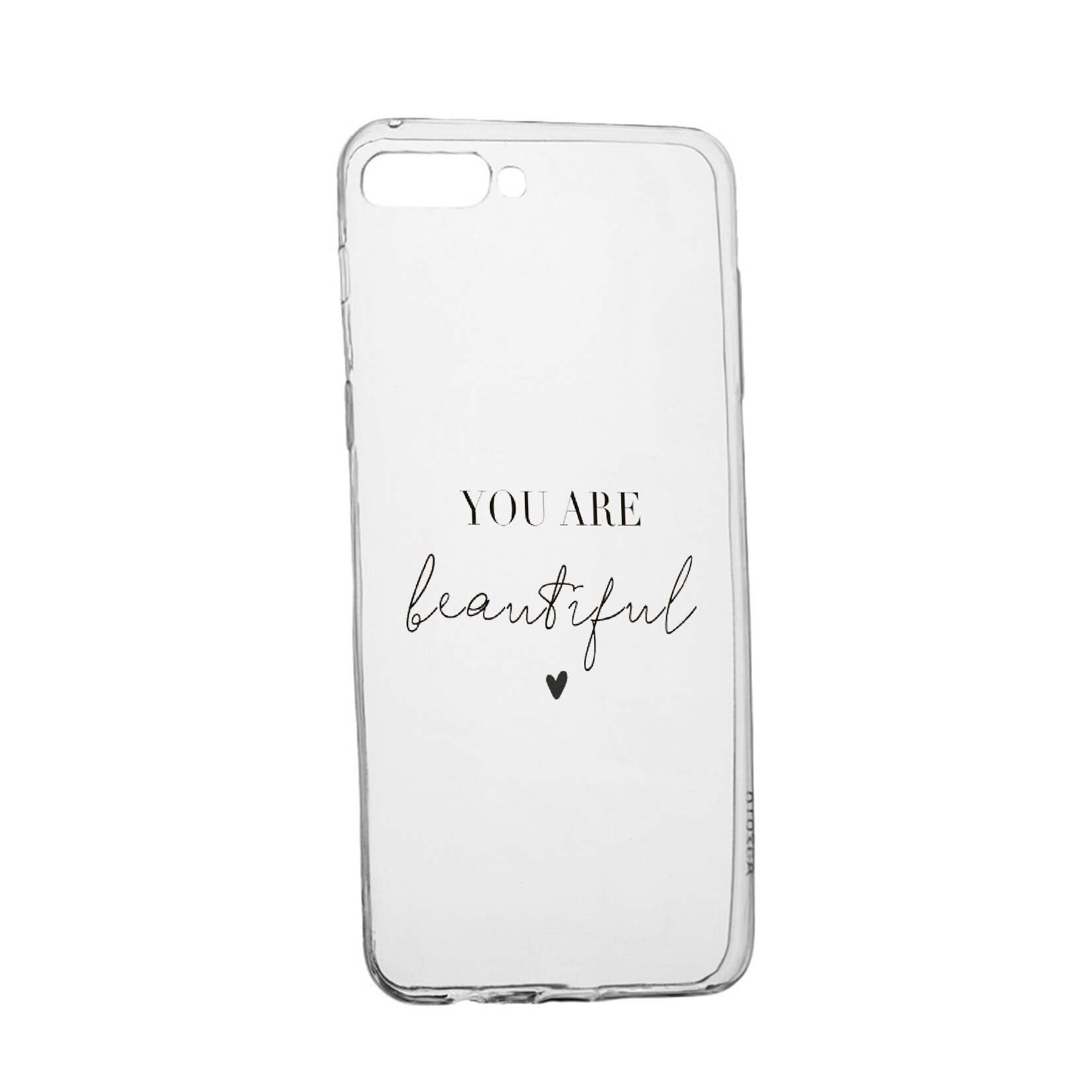 Husa de protectie cu mesaj You Are Beautiful, pentru LG K9, rezistenta la uzura, anti-alunecare, din silicon Premium, 477