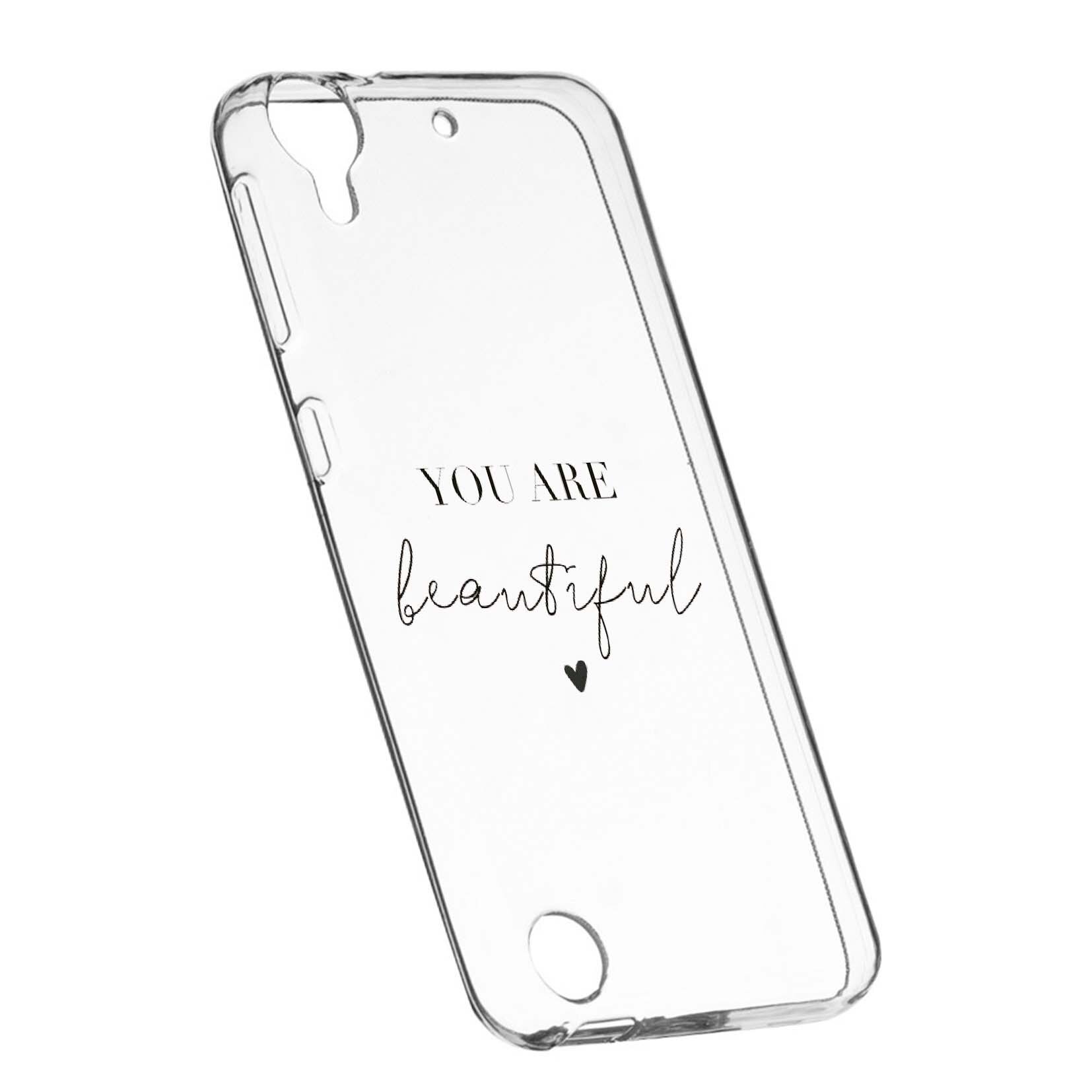 Husa de protectie cu mesaj You Are Beautiful, pentru HTC Desire 825 / 10 Lifestyle, rezistenta la uzura, anti-alunecare, din silicon Premium, 477