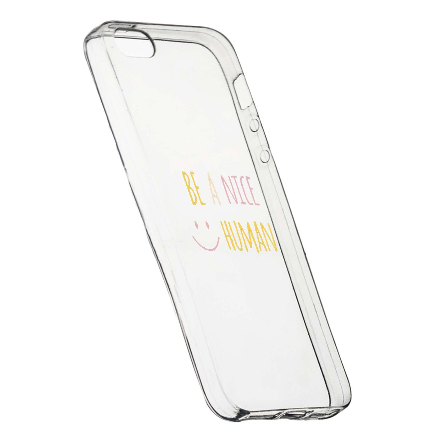 Husa de protectie cu mesaj Human, pentru Apple iPhone 5 / 5S / SE, rezistenta la uzura, anti-alunecare, din silicon Premium, 480