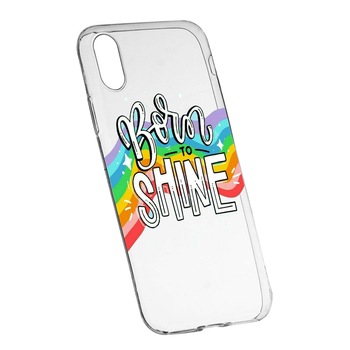Husa de protectie cu mesaj Born To Shine, pentru Apple iPhone XS Max, rezistenta la uzura, anti-alunecare, din silicon Premium, 489 Husa de protectie cu mesaj Born To Shine, pentru Apple iPhone XS Max, rezistenta la uzura, anti-alunecare, din silicon Premium, 489