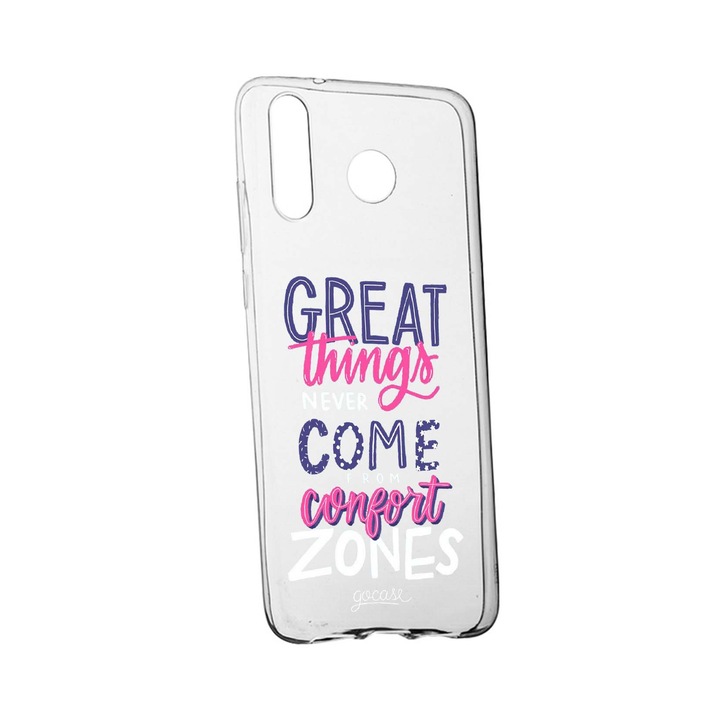 Husa de protectie cu mesaj Great Things, pentru Samsung Galaxy A40, rezistenta la uzura, anti-alunecare, din silicon Premium, 486