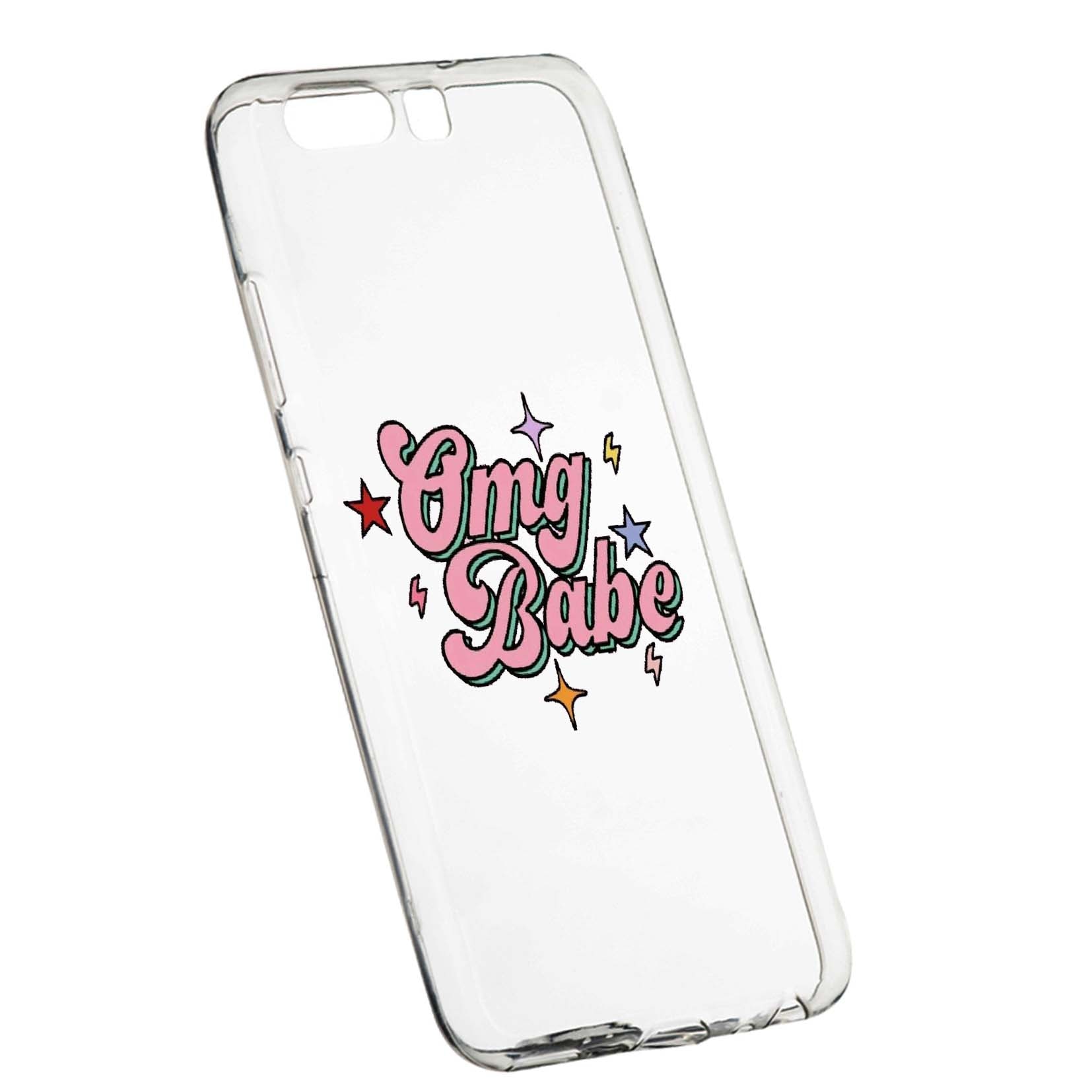 Husa de protectie cu mesaj OMG Babe, pentru Huawei Y6 2018, rezistenta la uzura, anti-alunecare, din silicon Premium, 487