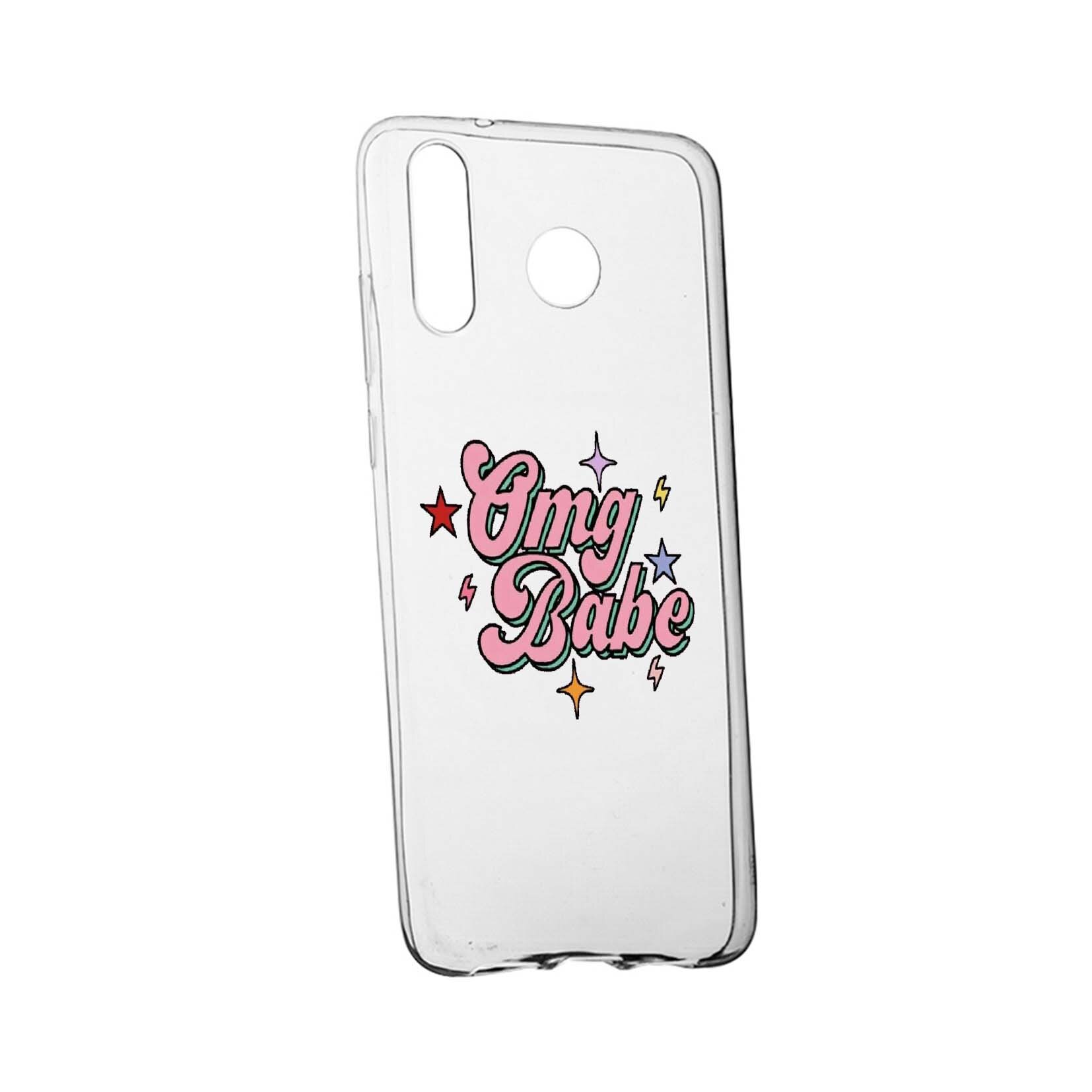 Husa de protectie cu mesaj OMG Babe, pentru Samsung Galaxy A60, rezistenta la uzura, anti-alunecare, din silicon Premium, 487