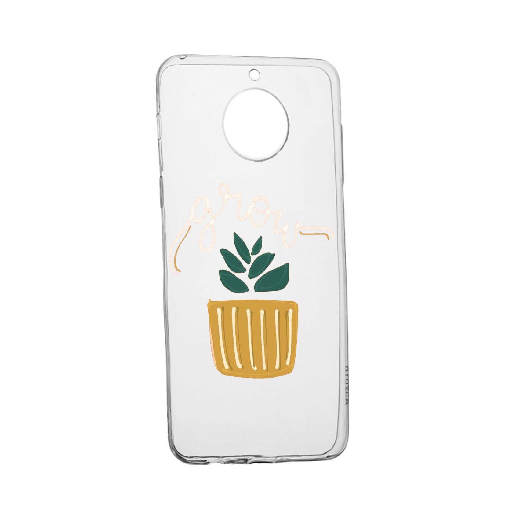 Husa de protectie cu mesaj Grow, pentru Motorola Moto G7 Power, rezistenta la uzura, anti-alunecare, din silicon Premium, 490