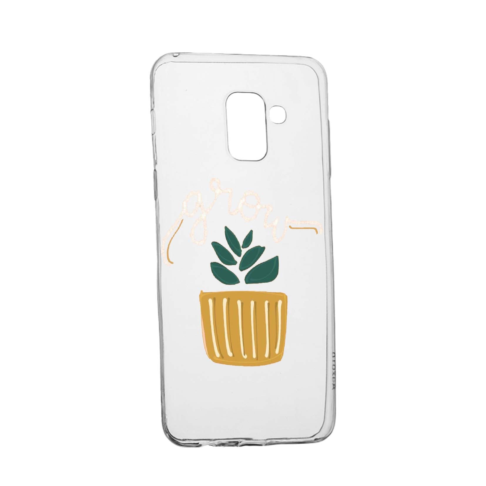 Husa de protectie cu mesaj Grow, pentru Samsung Galaxy Galaxy A6 Plus / J8 2018, rezistenta la uzura, anti-alunecare, din silicon Premium, 490