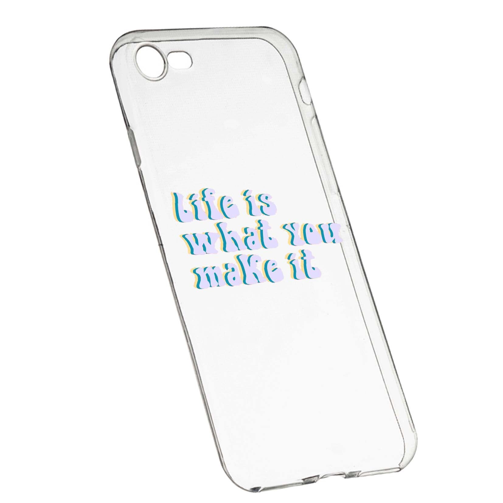 Husa de protectie cu mesaj Life is..., pentru Apple iPhone 7 / 8, rezistenta la uzura, anti-alunecare, din silicon Premium, 491