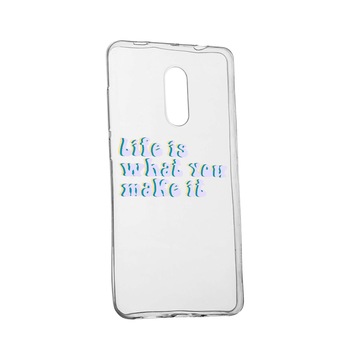 Husa de protectie cu mesaj Life is..., pentru Nokia 7.1 Plus, rezistenta la uzura, anti-alunecare, din silicon Premium, 491 Husa de protectie cu mesaj Life is..., pentru Nokia 7.1 Plus, rezistenta la uzura, anti-alunecare, din silicon Premium, 491